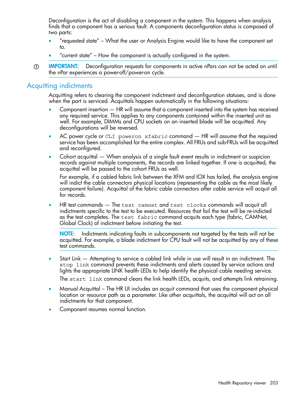 Acquitting indictments | HP Integrity Superdome 2 Server User Manual | Page 203 / 217