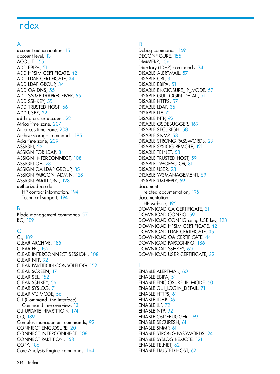 Index | HP Integrity Superdome 2 Server User Manual | Page 214 / 217