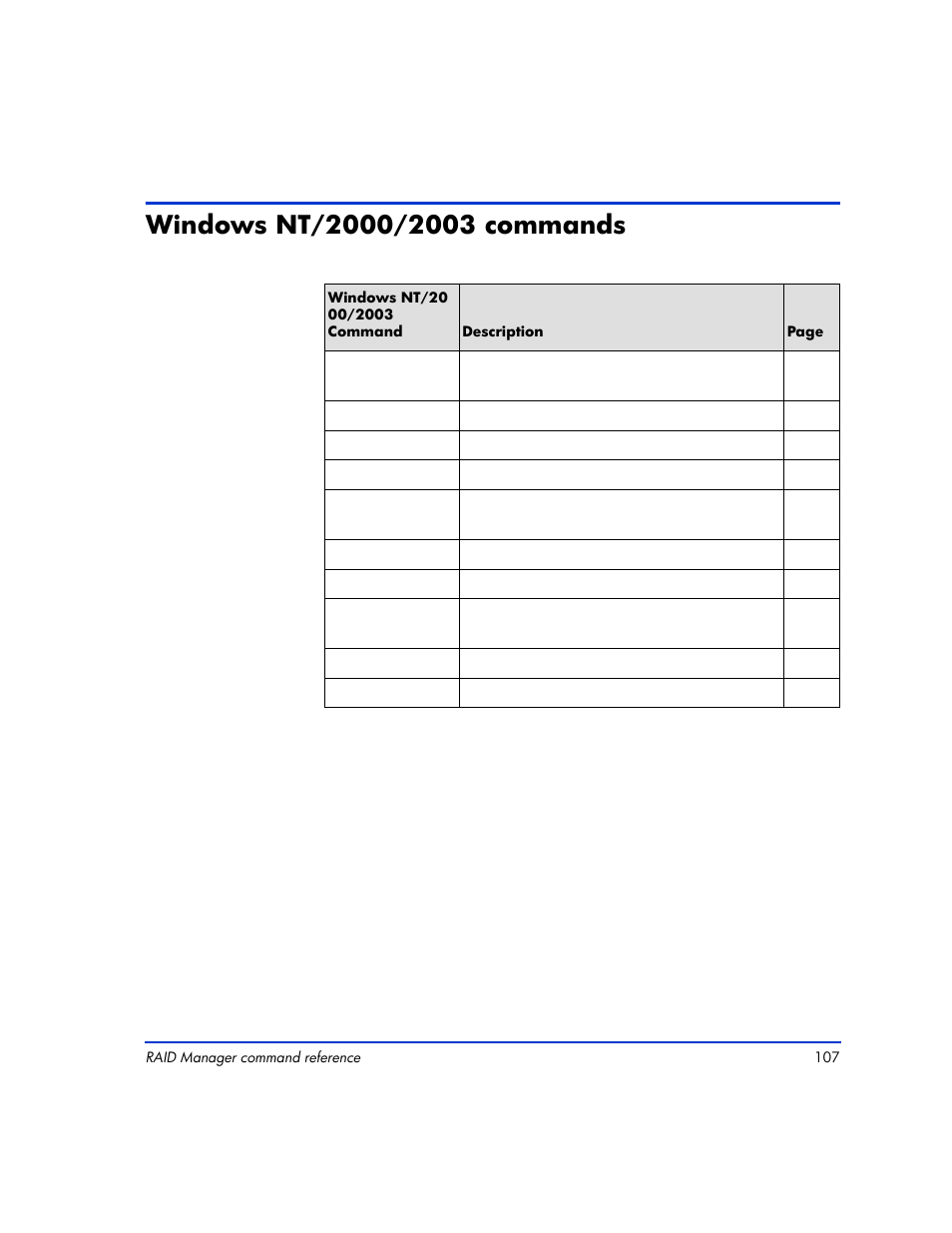 Windows nt/2000/2003 commands, Windows nt/2000/2003 commands 107 | HP XP Continuous Access Software User Manual | Page 107 / 412