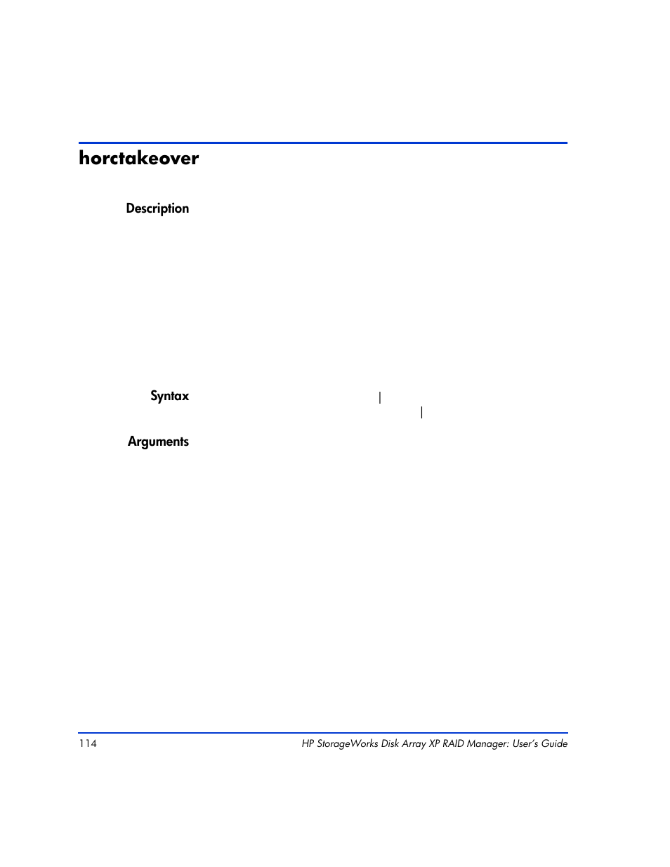 Horctakeover, Horctakeover 114 | HP XP Continuous Access Software User Manual | Page 114 / 412