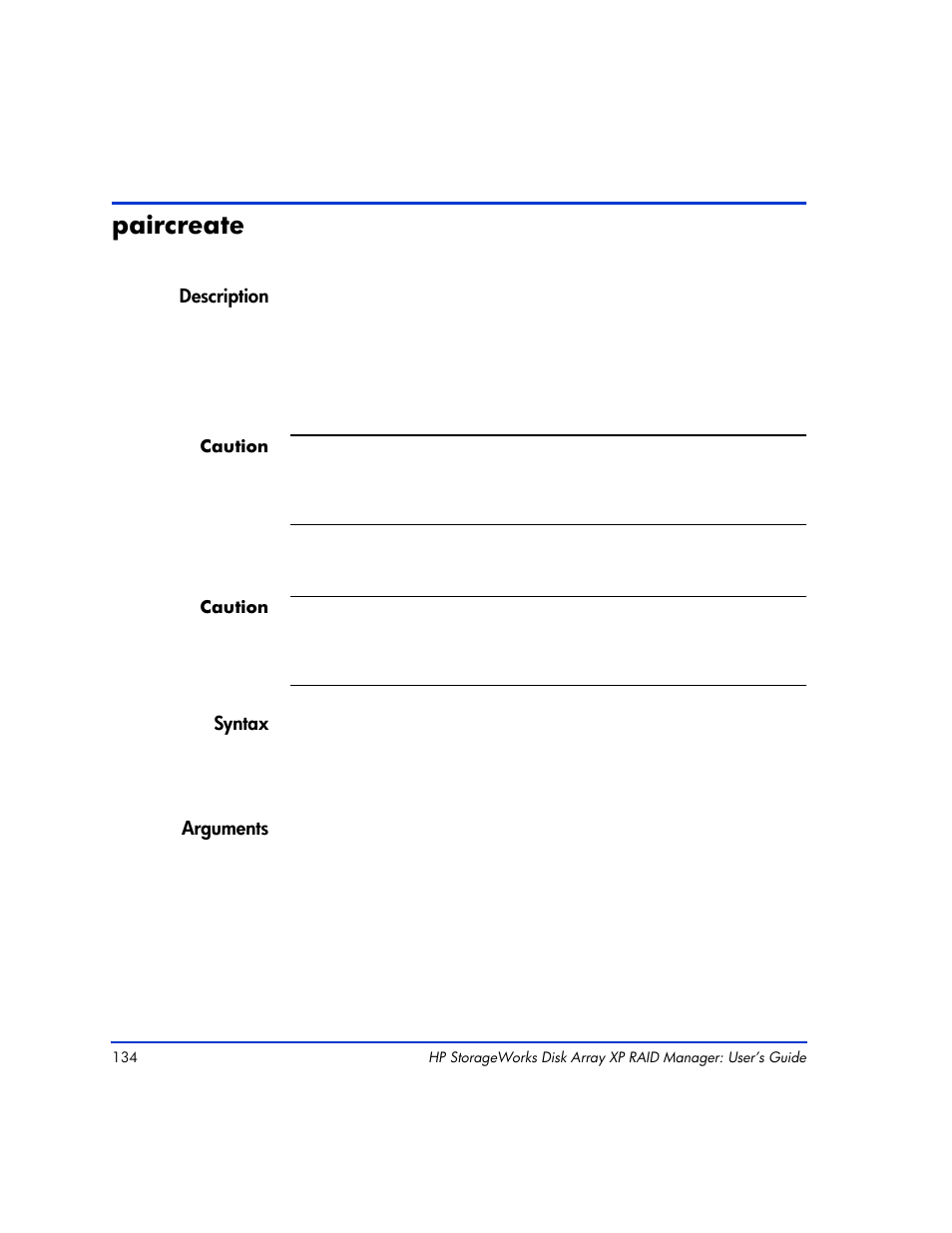 Paircreate, Paircreate 134, E “paircreate | HP XP Continuous Access Software User Manual | Page 134 / 412