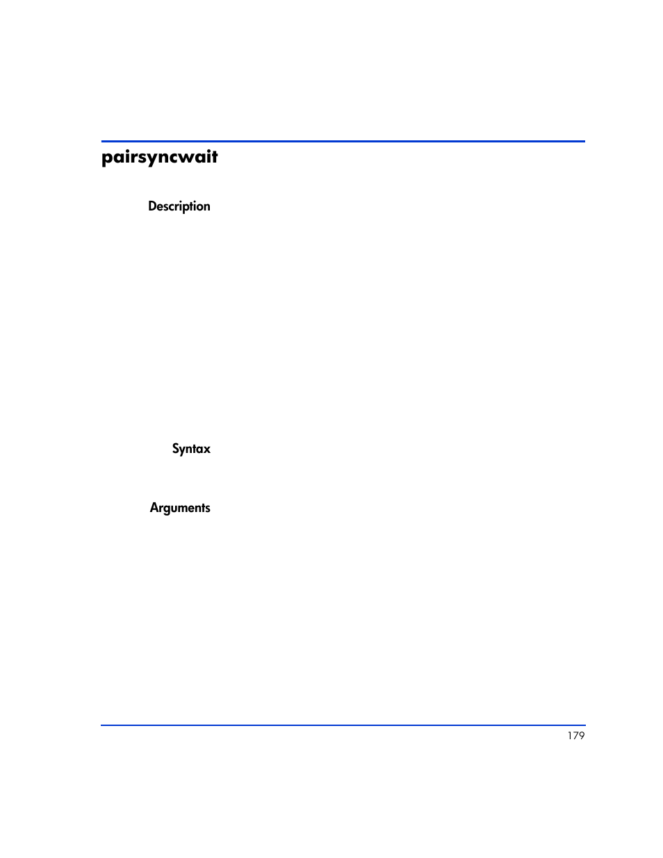 Pairsyncwait, Pairsyncwait 179 | HP XP Continuous Access Software User Manual | Page 179 / 412