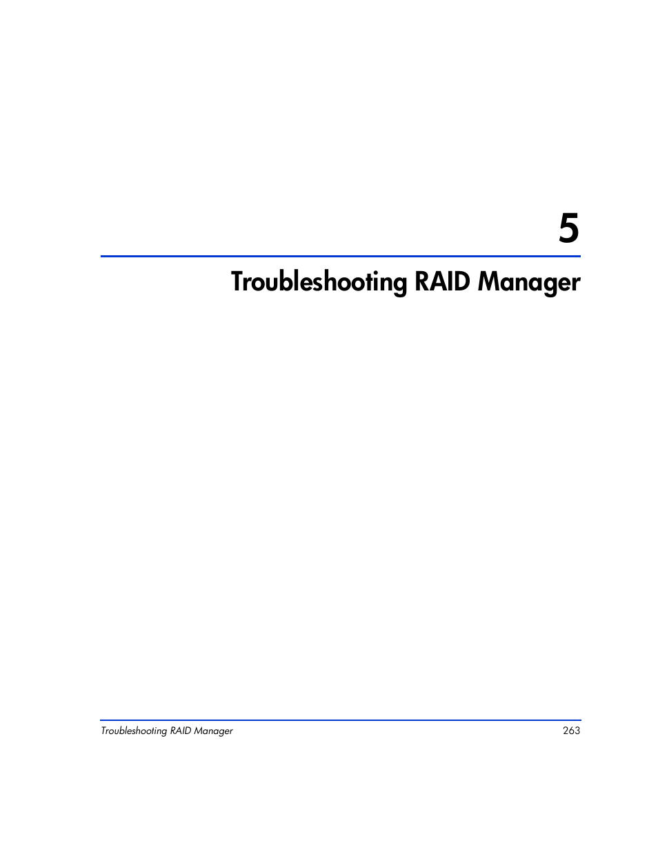 5 troubleshooting raid manager, Troubleshooting raid manager 263, Troubleshooting raid manager | HP XP Continuous Access Software User Manual | Page 263 / 412