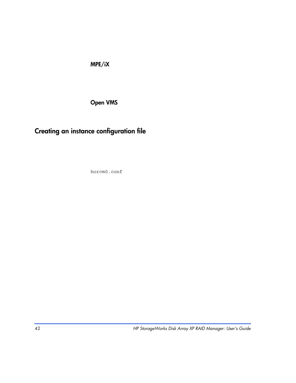 Creating an instance configuration file, Creating an instance configuration file 42 | HP XP Continuous Access Software User Manual | Page 42 / 412