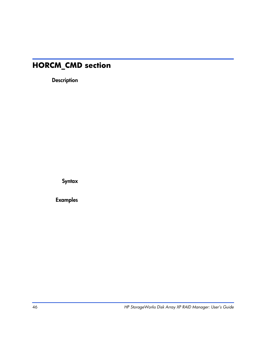 Horcm_cmd section, Horcm_cmd section 46 | HP XP Continuous Access Software User Manual | Page 46 / 412