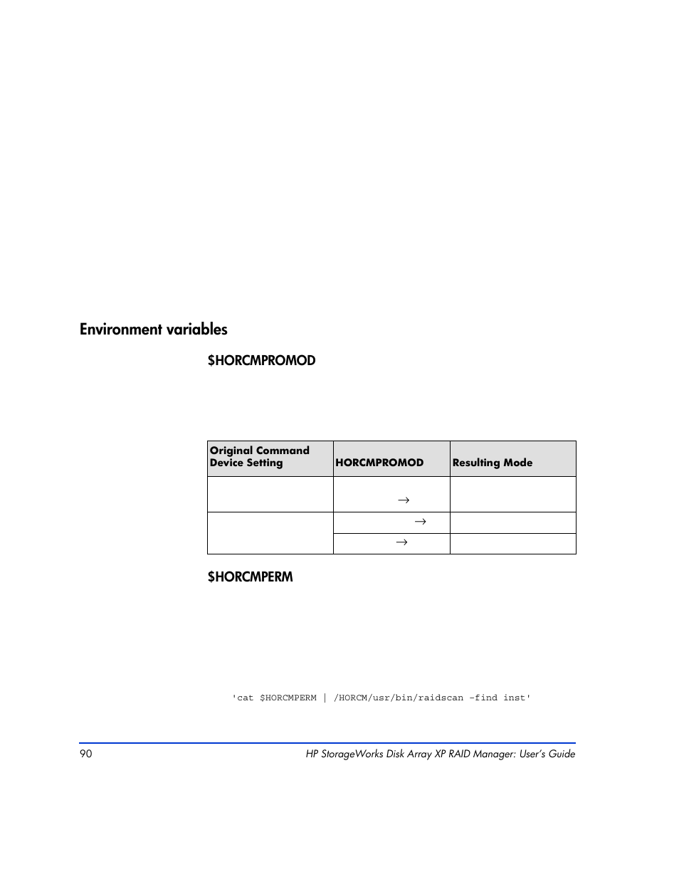 Environment variables, Environment variables 91 | HP XP Continuous Access Software User Manual | Page 90 / 412