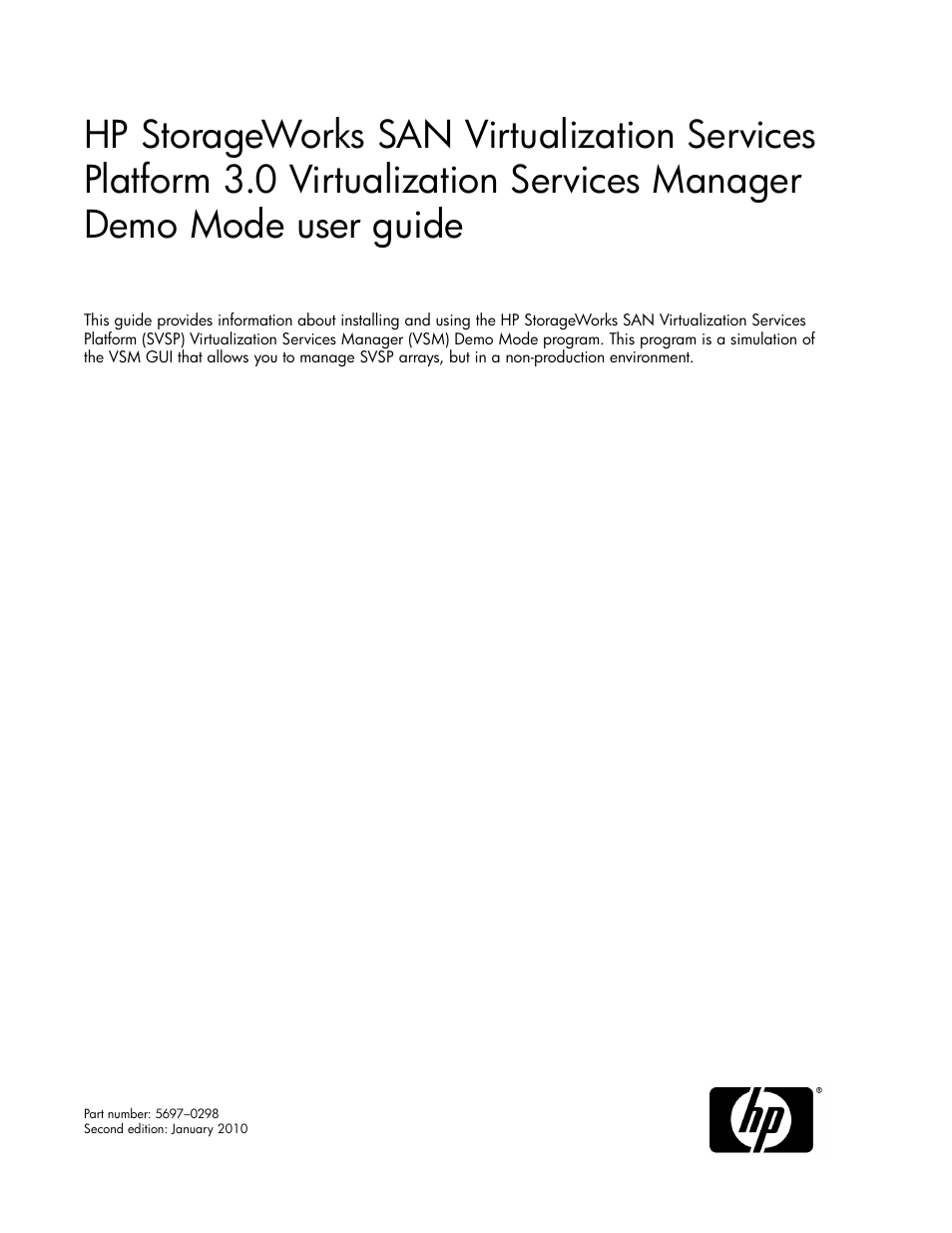 HP SAN Virtualization Services Platform User Manual | 80 pages