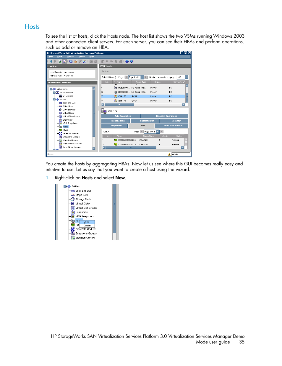 Hosts | HP SAN Virtualization Services Platform User Manual | Page 35 / 80