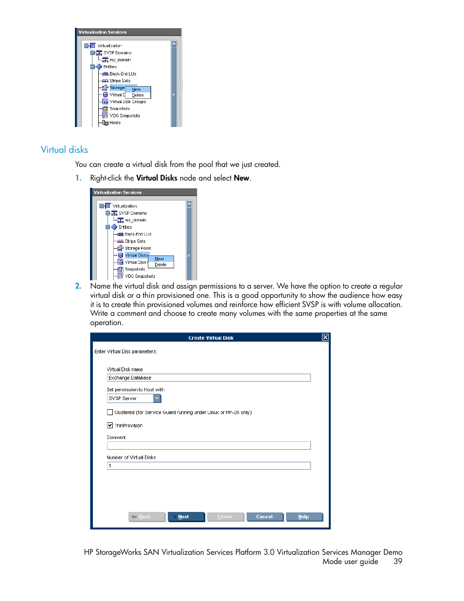 Virtual disks | HP SAN Virtualization Services Platform User Manual | Page 39 / 80