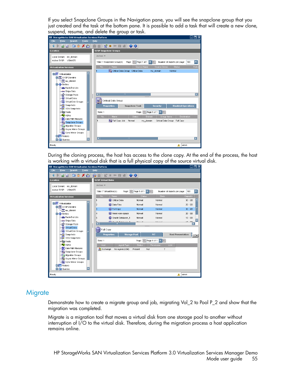 Migrate | HP SAN Virtualization Services Platform User Manual | Page 55 / 80