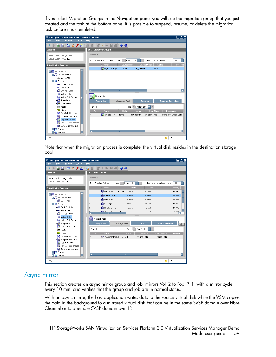 Async mirror | HP SAN Virtualization Services Platform User Manual | Page 59 / 80