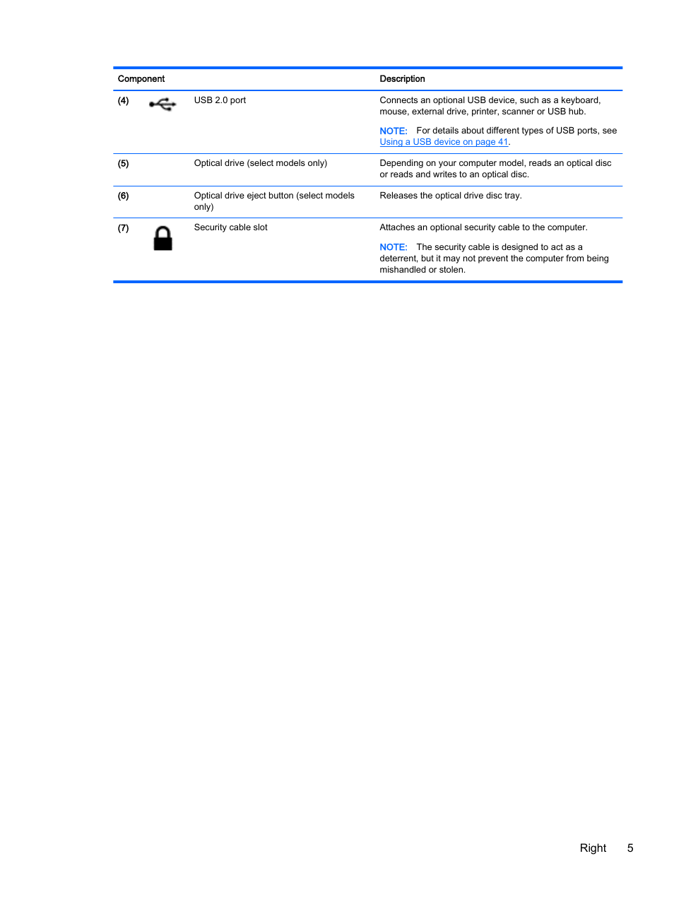 Right 5 | HP 350 G1 Notebook PC User Manual | Page 15 / 90