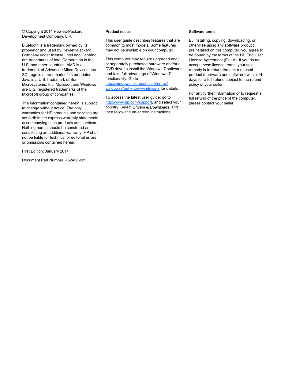 HP 350 G1 Notebook PC User Manual | Page 2 / 90