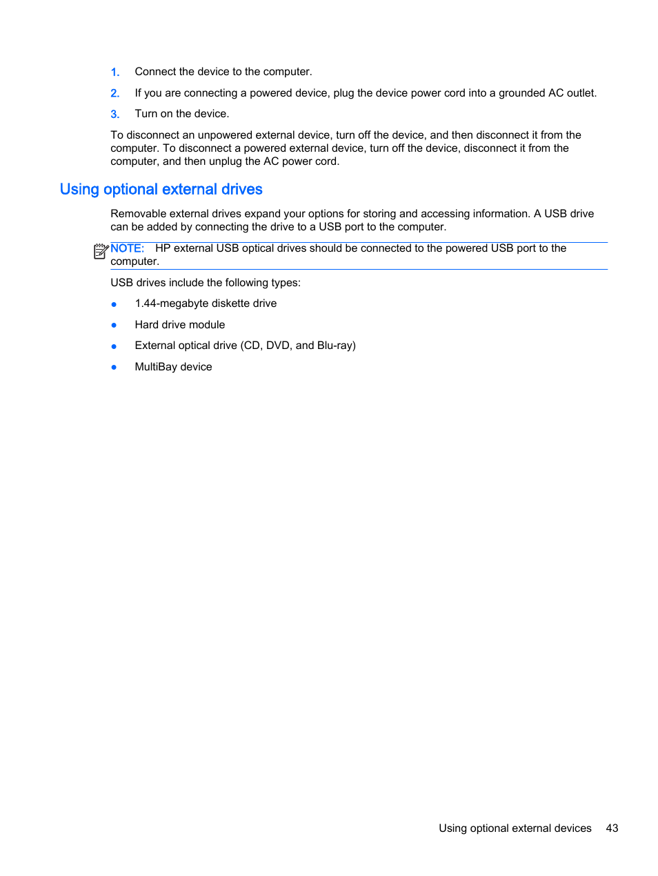 Using optional external drives | HP 350 G1 Notebook PC User Manual | Page 53 / 90