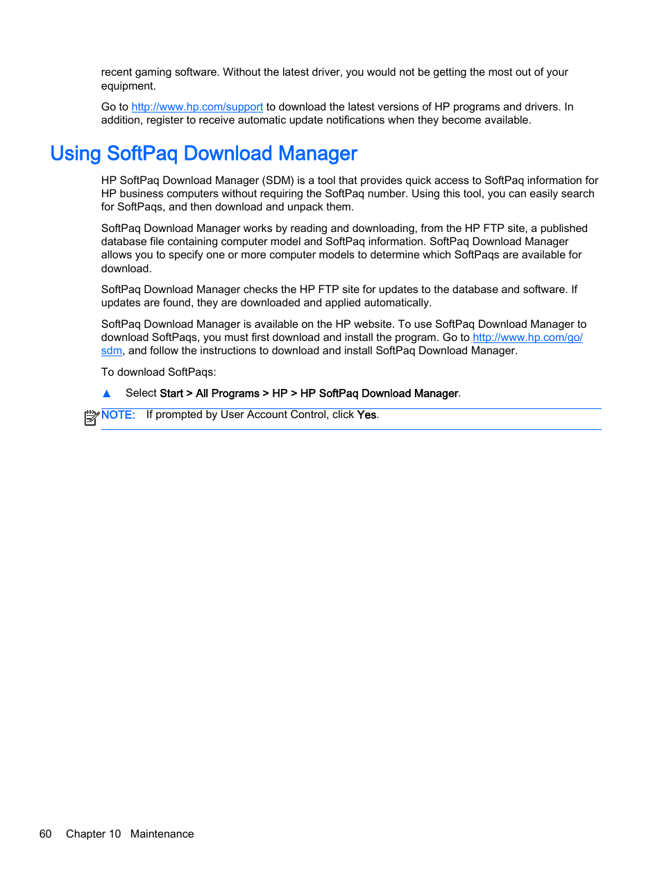 Using softpaq download manager | HP 350 G1 Notebook PC User Manual | Page 70 / 90