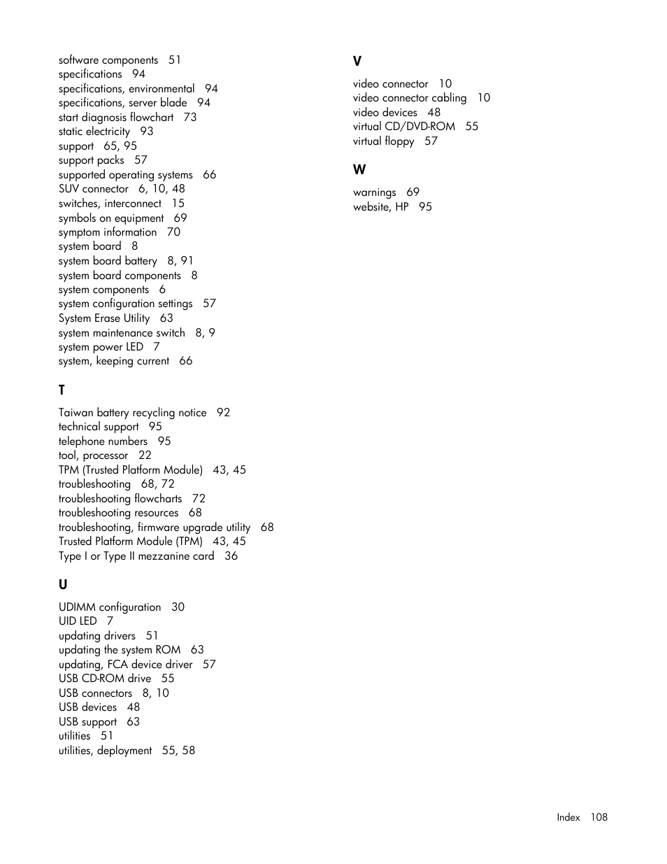 HP ProLiant BL280c G6 Server-Blade User Manual | Page 108 / 108