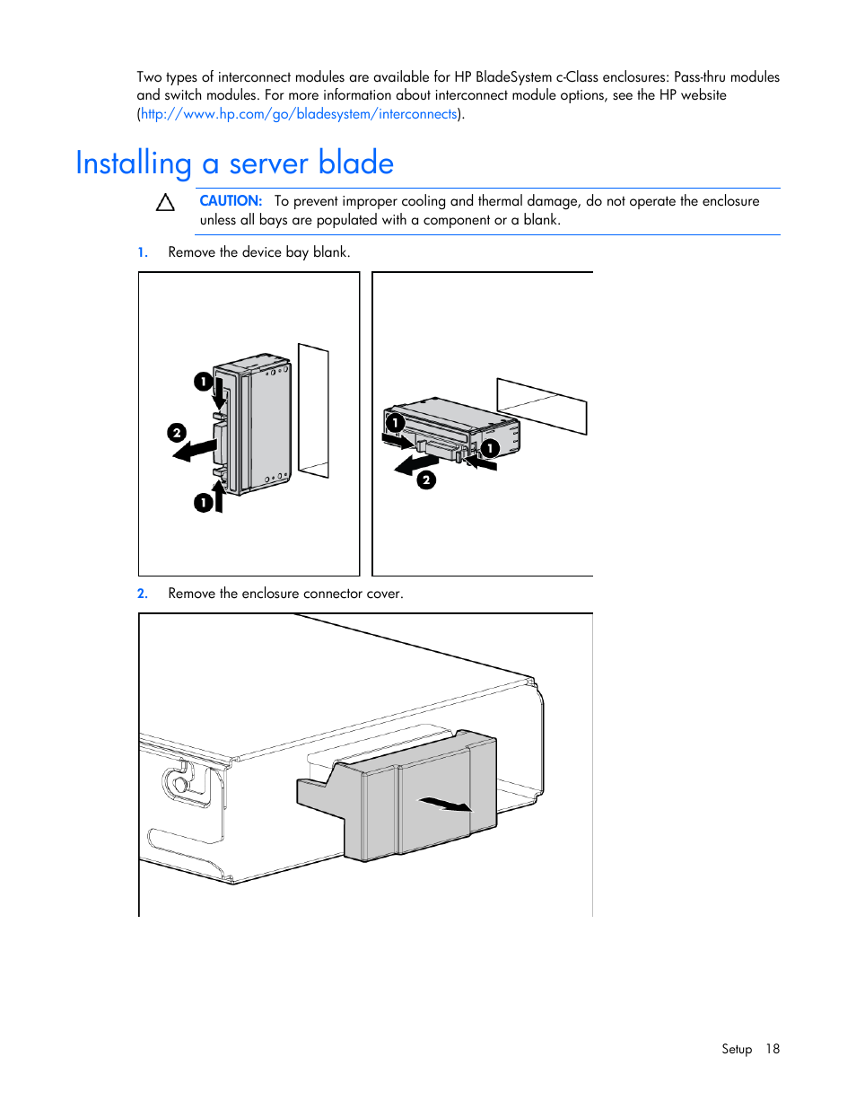 Installing a server blade | HP ProLiant BL280c G6 Server-Blade User Manual | Page 18 / 108