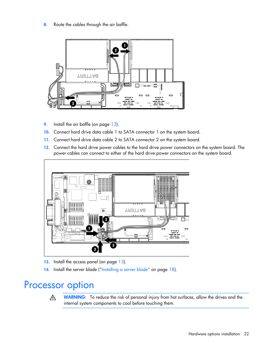 Processor option | HP ProLiant BL280c G6 Server-Blade User Manual | Page 22 / 108