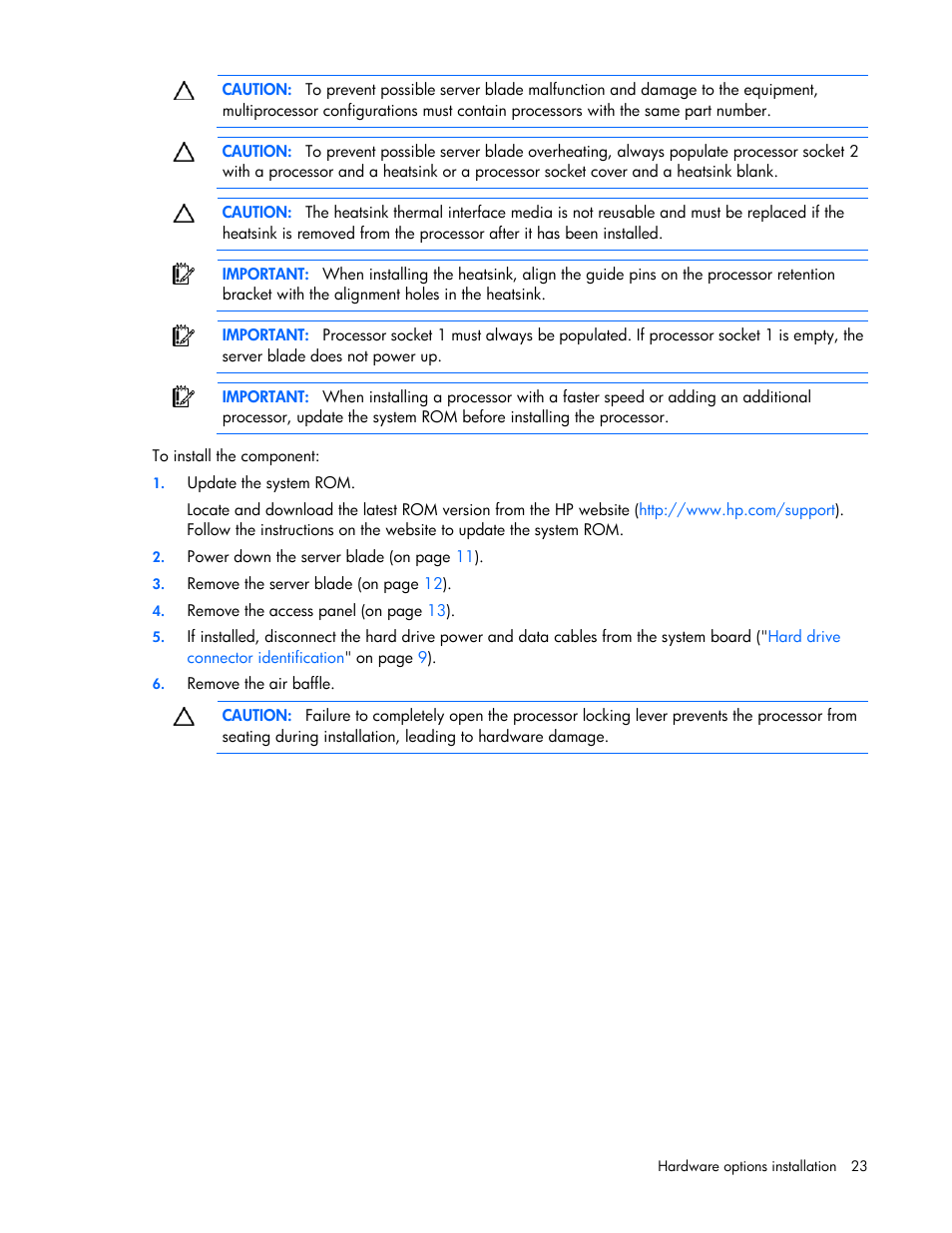 HP ProLiant BL280c G6 Server-Blade User Manual | Page 23 / 108