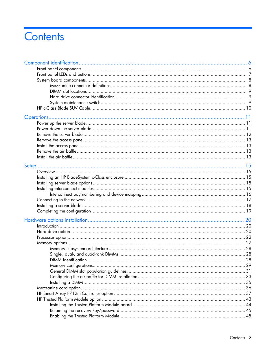 HP ProLiant BL280c G6 Server-Blade User Manual | Page 3 / 108