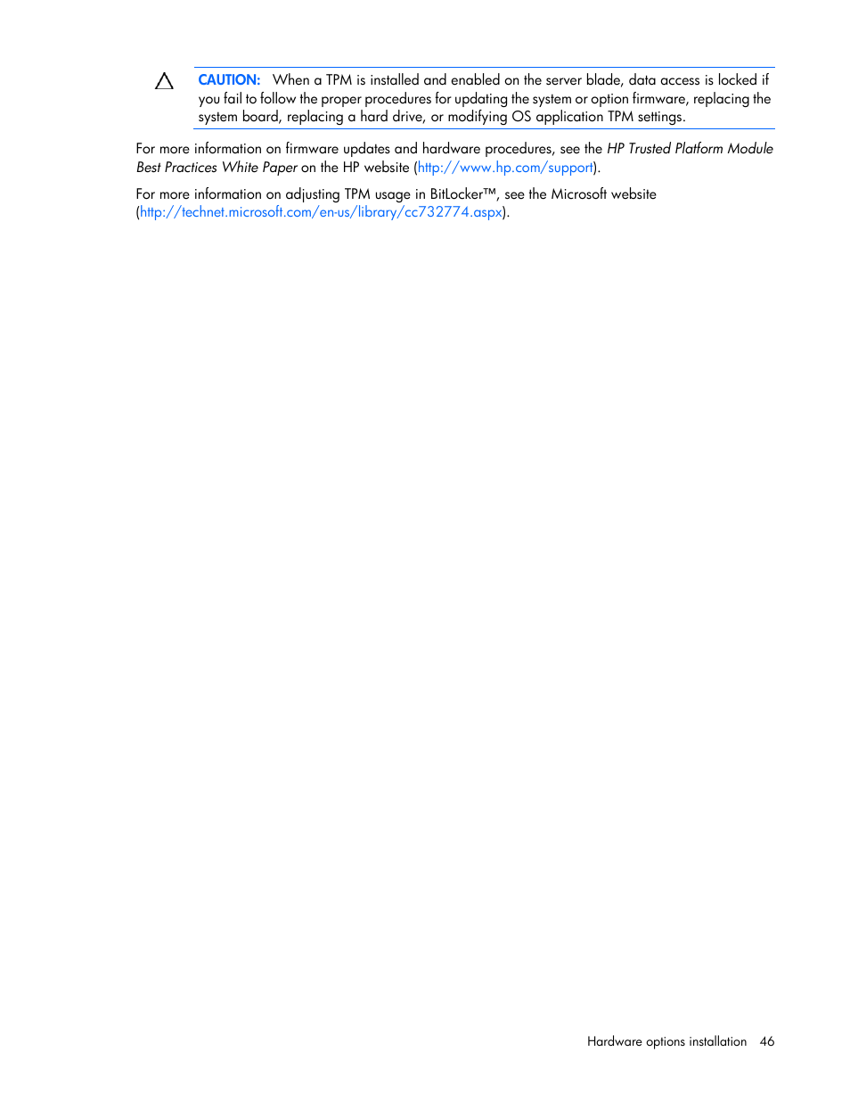 HP ProLiant BL280c G6 Server-Blade User Manual | Page 46 / 108