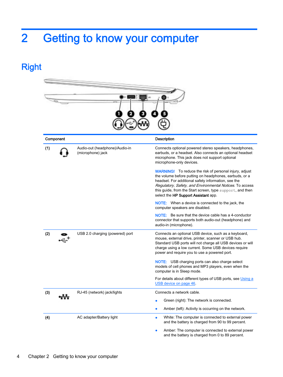 Getting to know your computer, Right, 2 getting to know your computer | Getting to know your, 2getting to know your computer | HP ProBook 430 G2 Notebook PC User Manual | Page 14 / 98