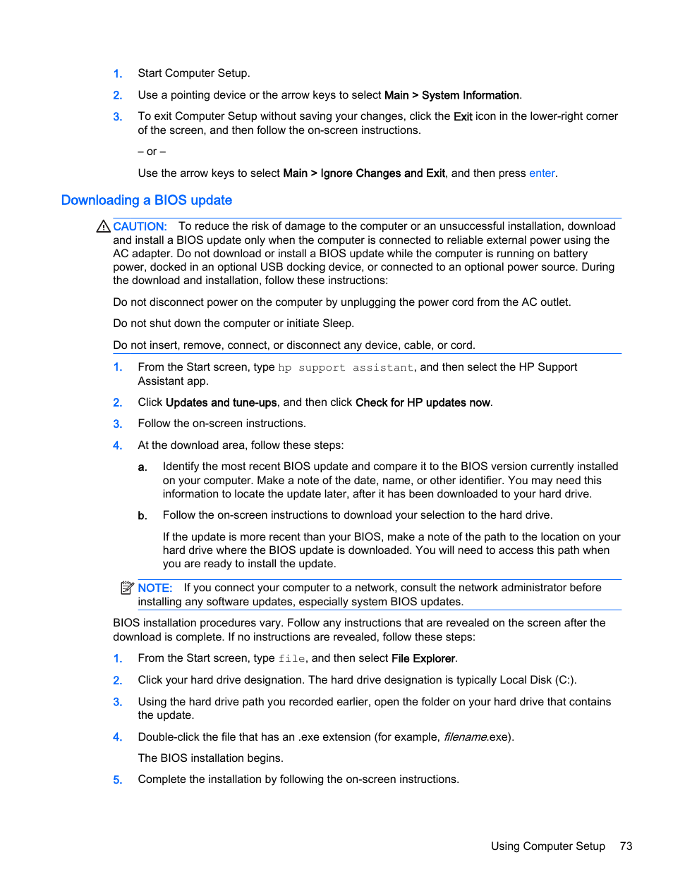 Downloading a bios update | HP ProBook 430 G2 Notebook PC User Manual | Page 83 / 98