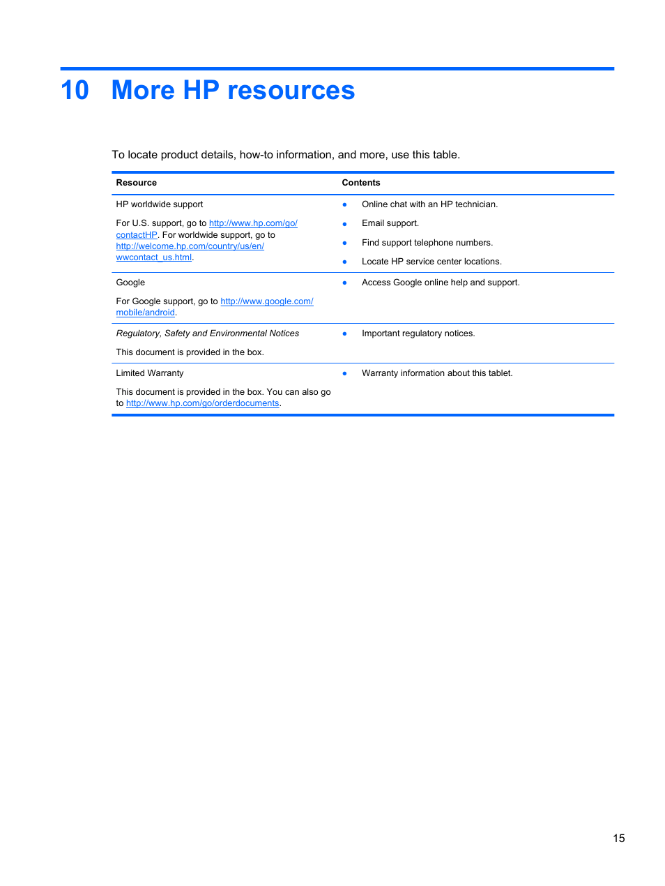 More hp resources, 10 more hp resources | HP Slate 7 2800 Tablet User Manual | Page 19 / 20