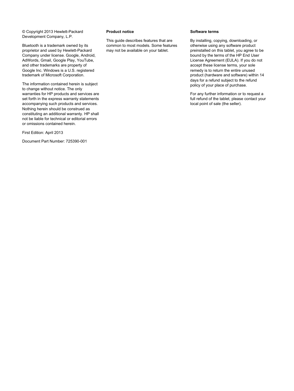HP Slate 7 2800 Tablet User Manual | Page 2 / 20