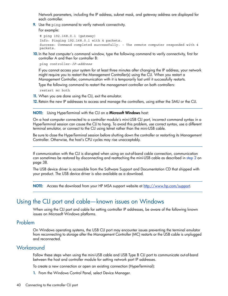Problem, Workaround | HP MSA 1040 SAN Storage User Manual | Page 40 / 84