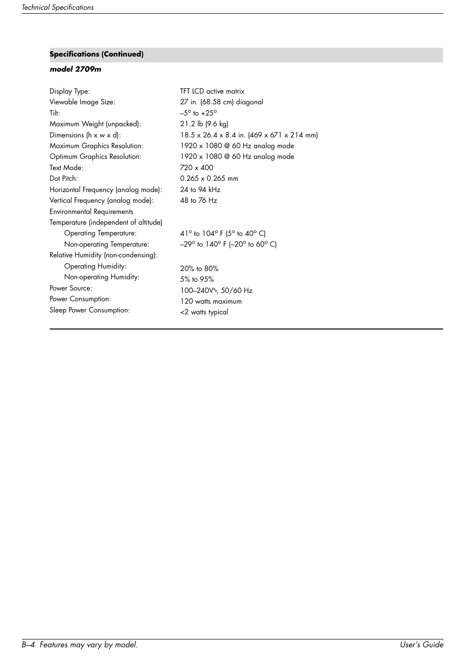 HP 2509b 25 inch Diagonal LCD Monitor User Manual | Page 38 / 48