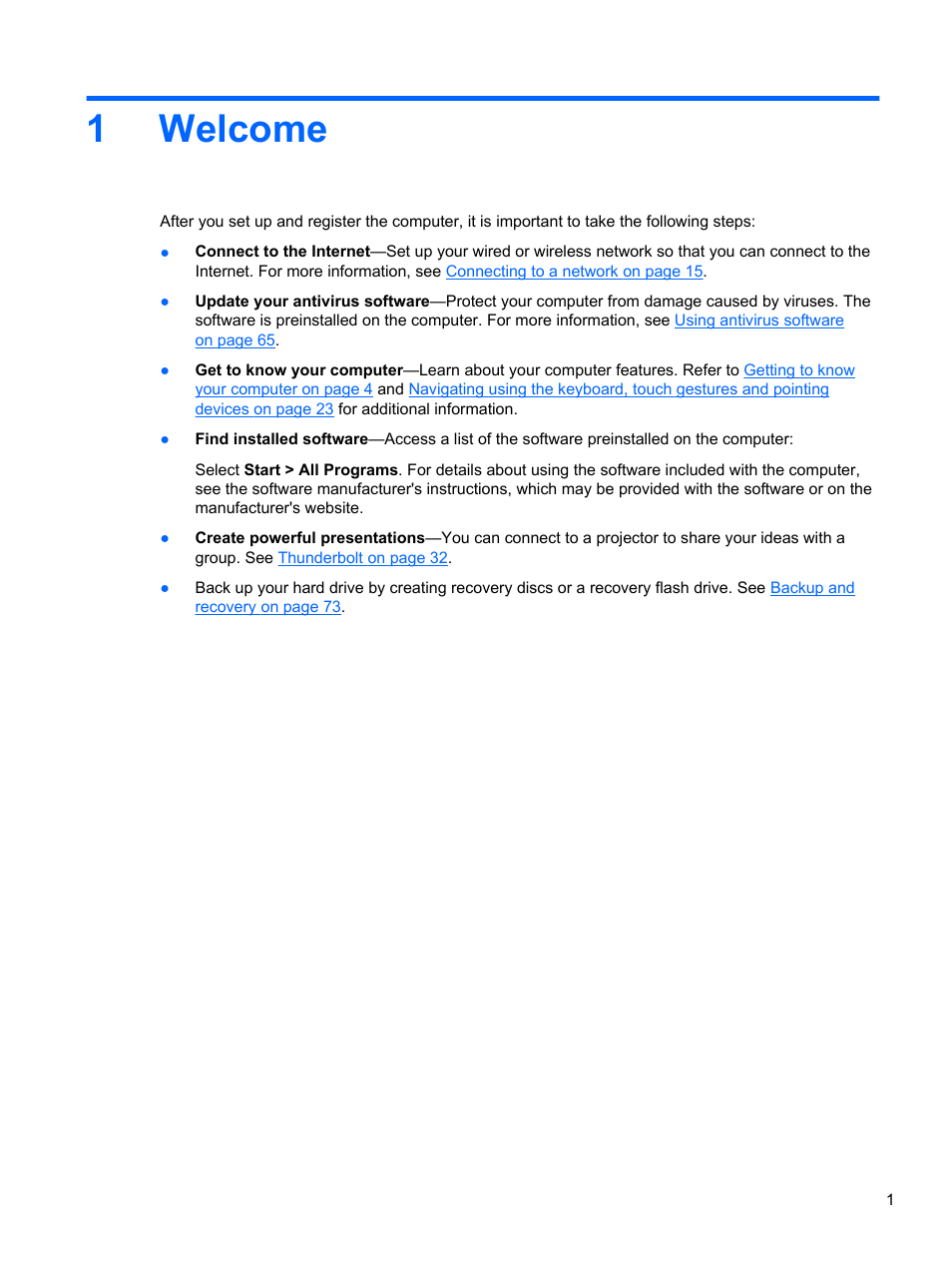 Welcome, 1 welcome, 1welcome | HP ZBook 15 Mobile Workstation User Manual | Page 11 / 108