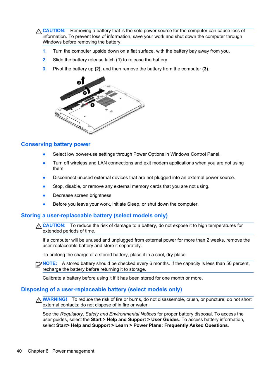 Conserving battery power | HP ZBook 15 Mobile Workstation User Manual | Page 50 / 108