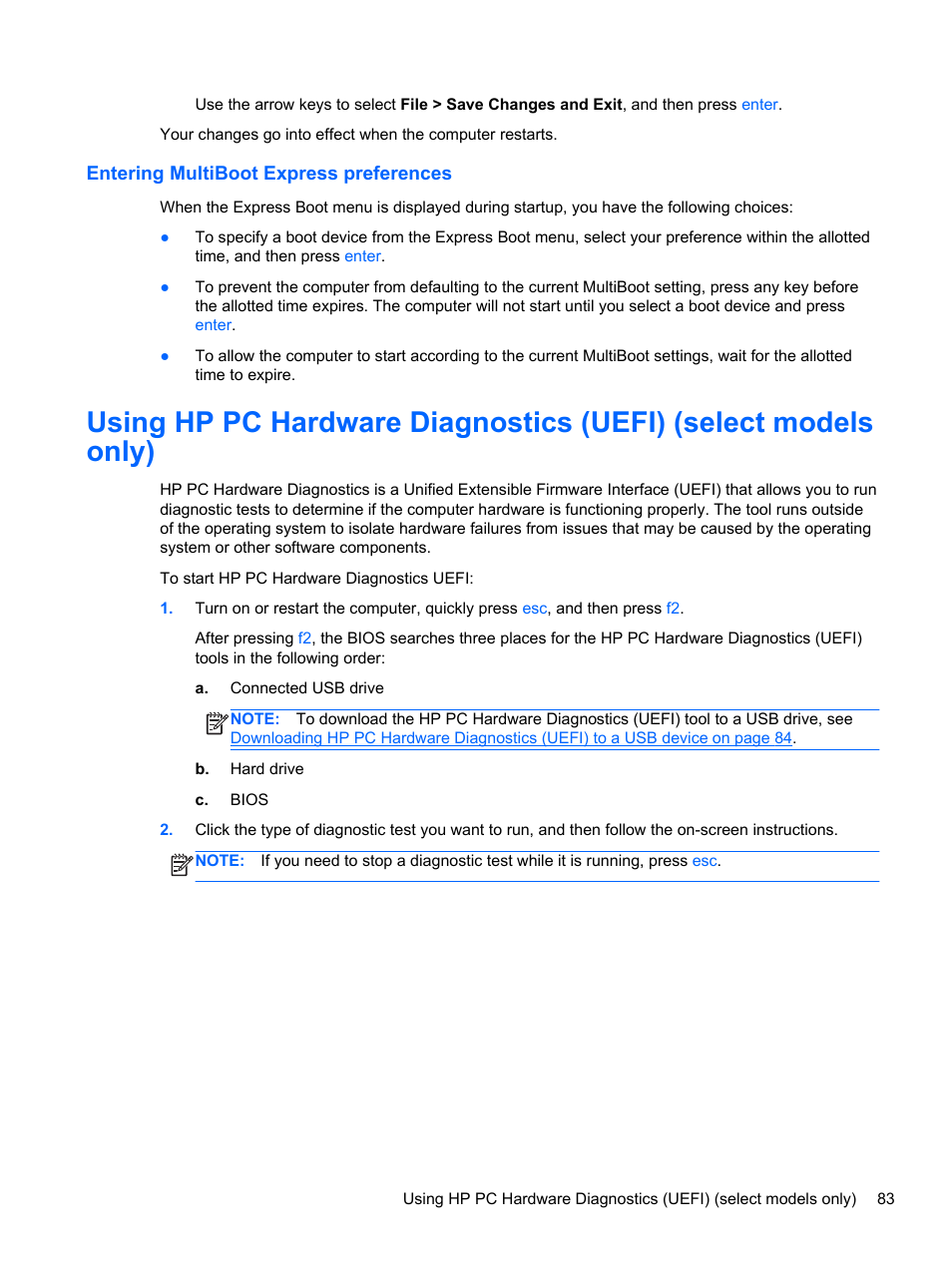Entering multiboot express preferences | HP ZBook 15 Mobile Workstation User Manual | Page 93 / 108