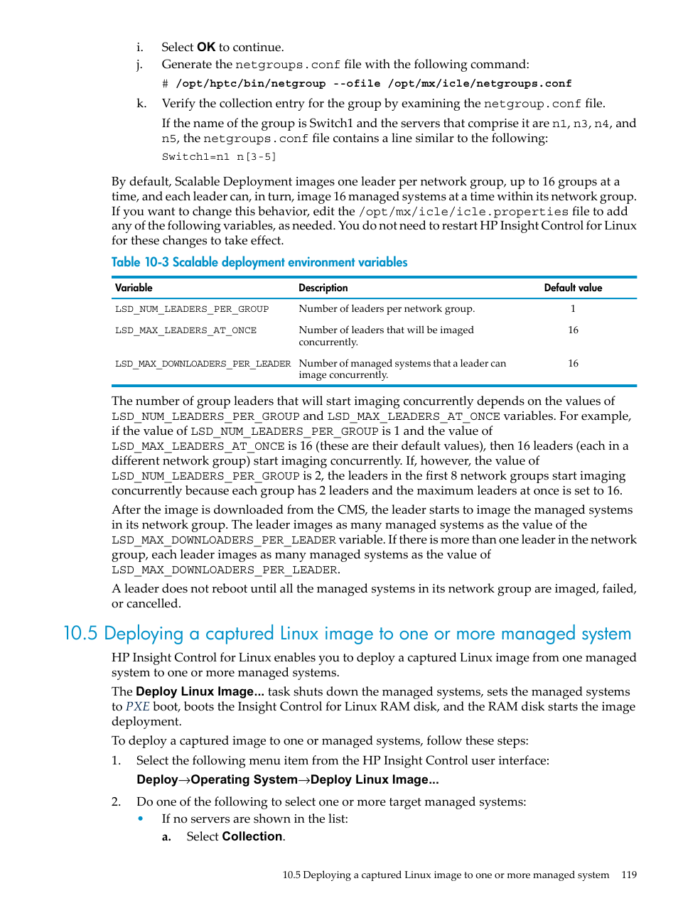 HP Insight Control Software for Linux User Manual | Page 119 / 278