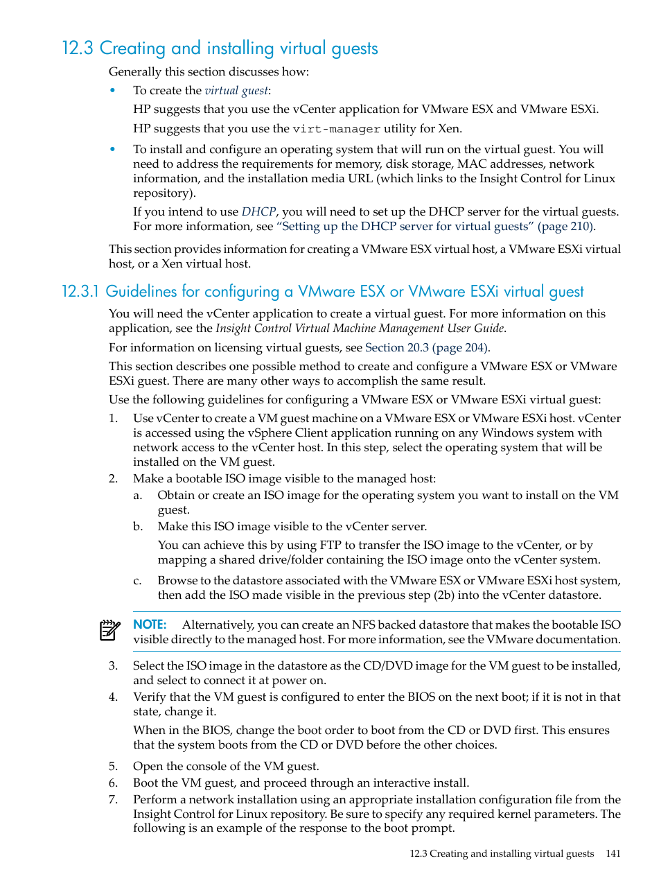 3 creating and installing virtual guests | HP Insight Control Software for Linux User Manual | Page 141 / 278