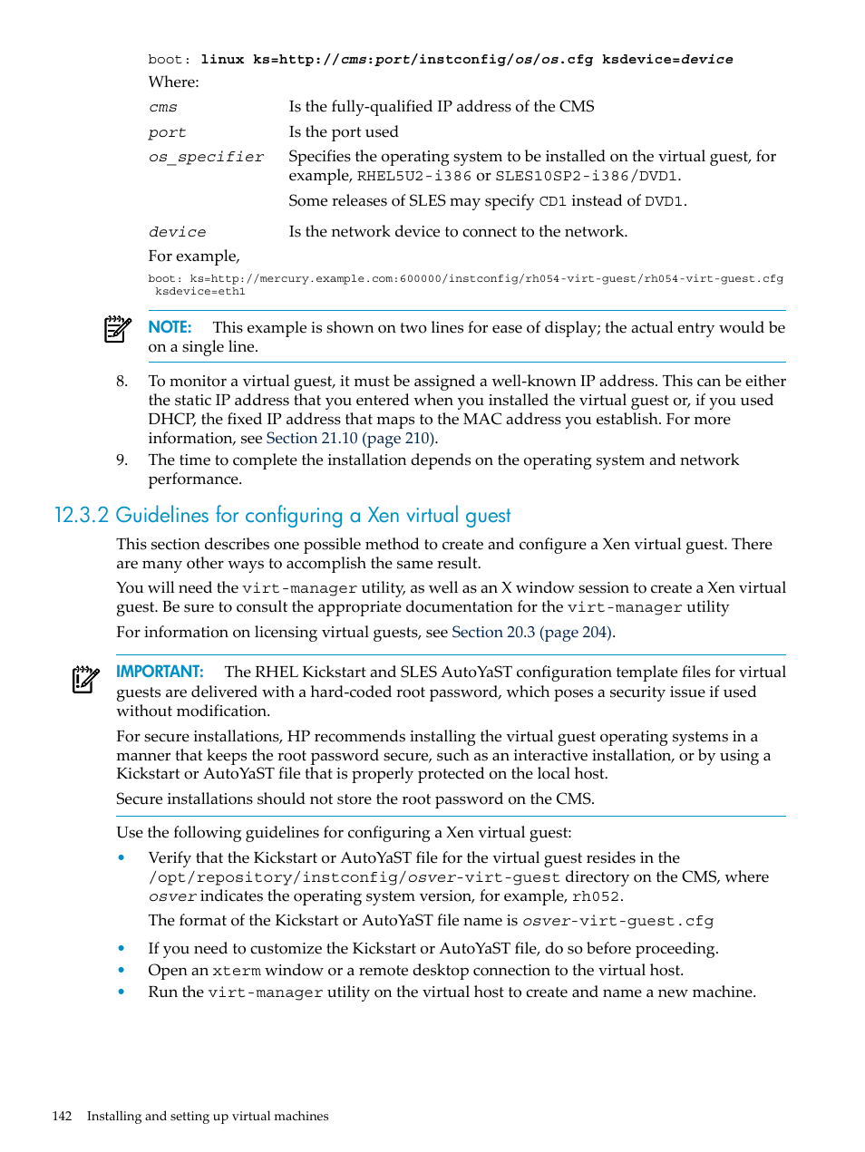 2 guidelines for configuring a xen virtual guest | HP Insight Control Software for Linux User Manual | Page 142 / 278