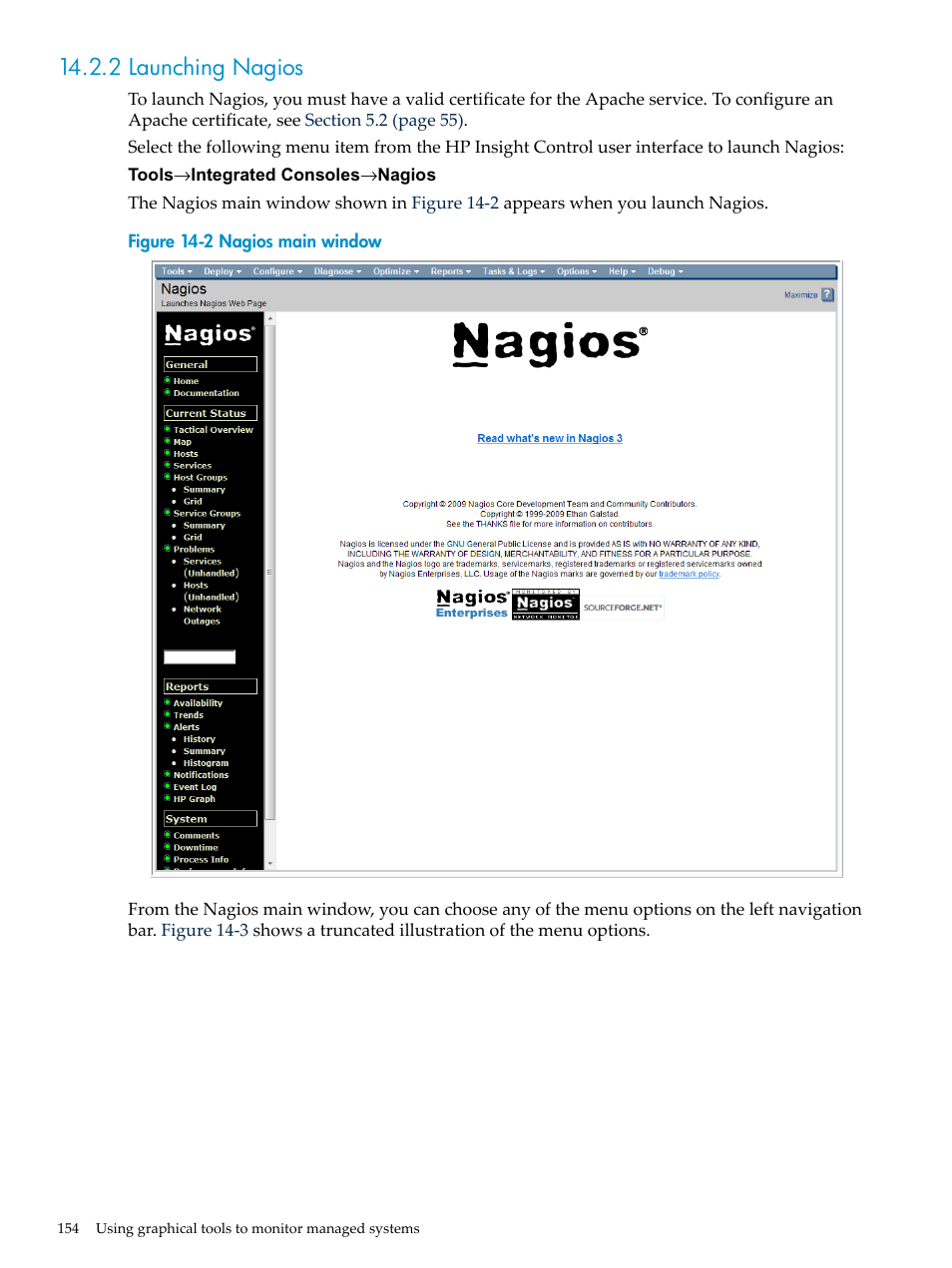 2 launching nagios | HP Insight Control Software for Linux User Manual | Page 154 / 278