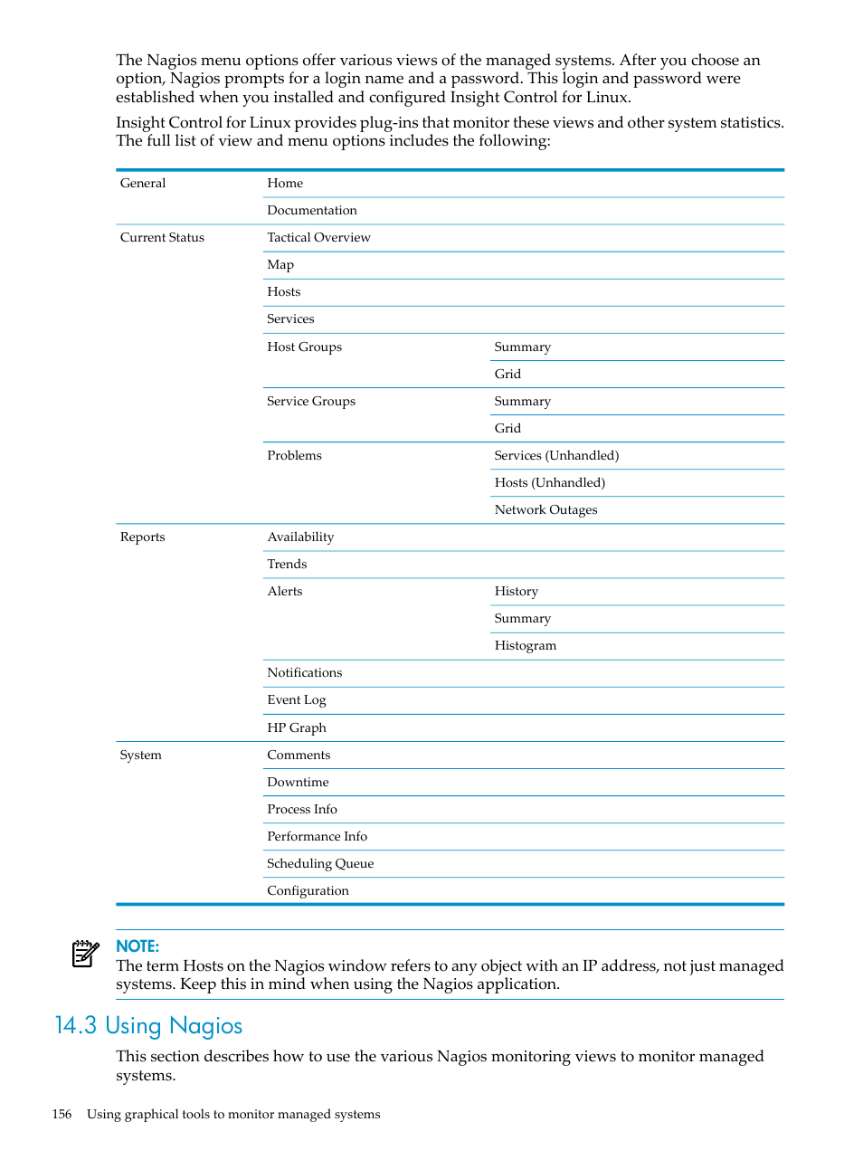 3 using nagios | HP Insight Control Software for Linux User Manual | Page 156 / 278