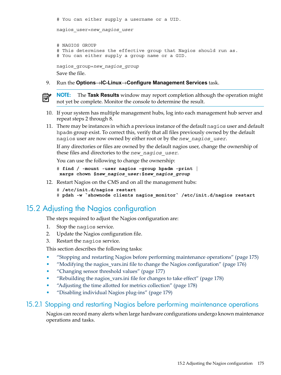 2 adjusting the nagios configuration | HP Insight Control Software for Linux User Manual | Page 175 / 278