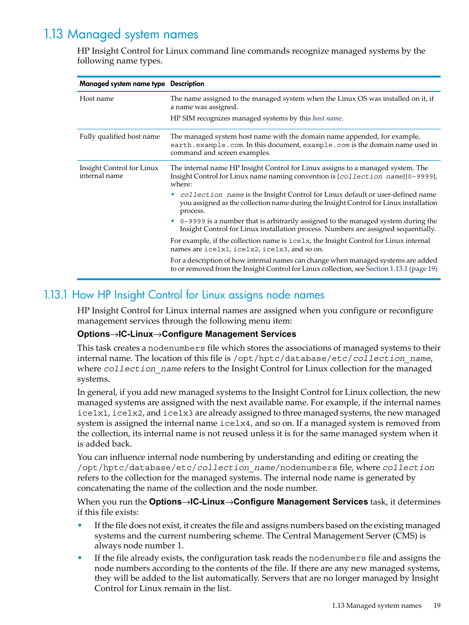 13 managed system names | HP Insight Control Software for Linux User Manual | Page 19 / 278