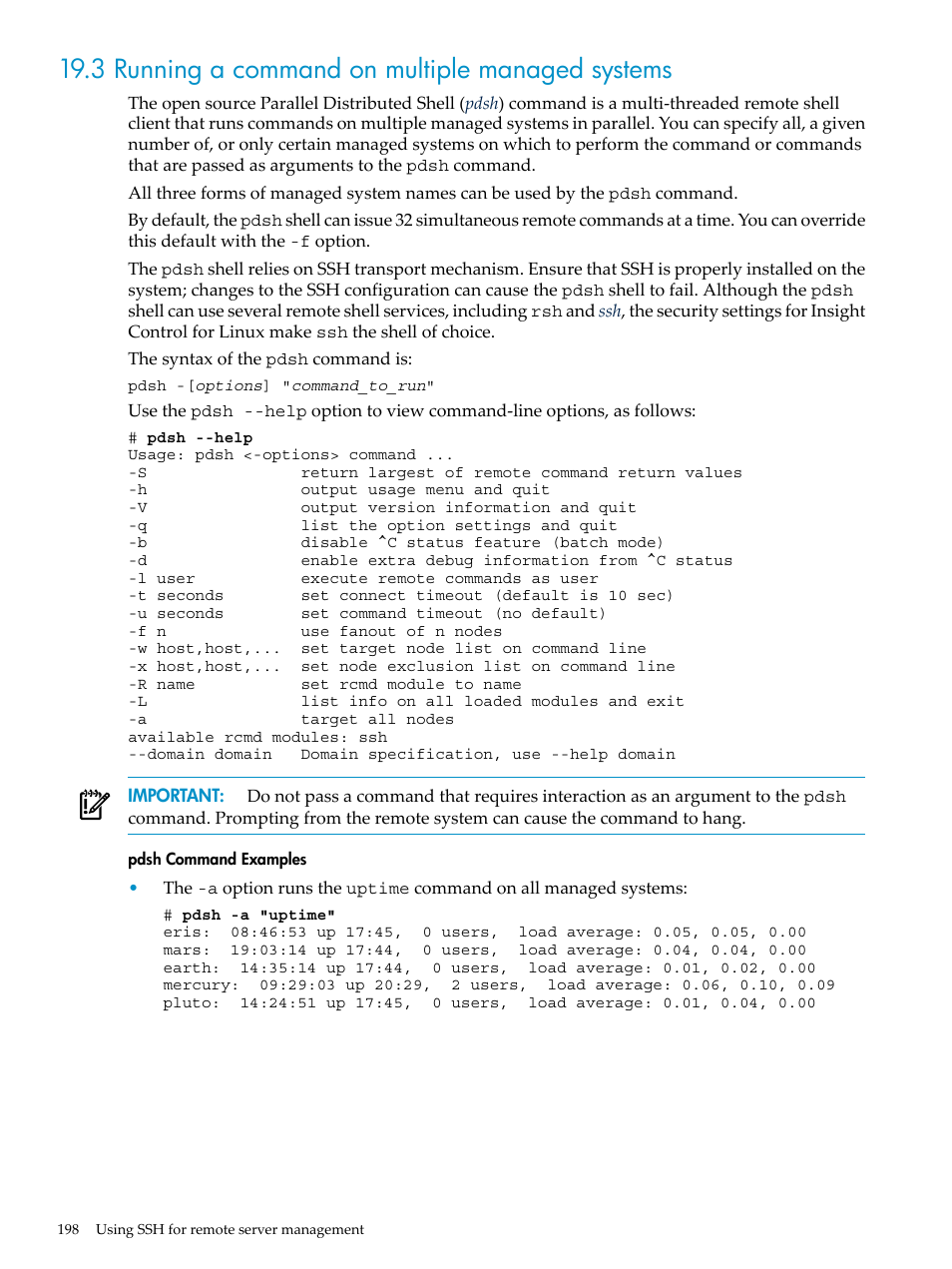 3 running a command on multiple managed systems | HP Insight Control Software for Linux User Manual | Page 198 / 278