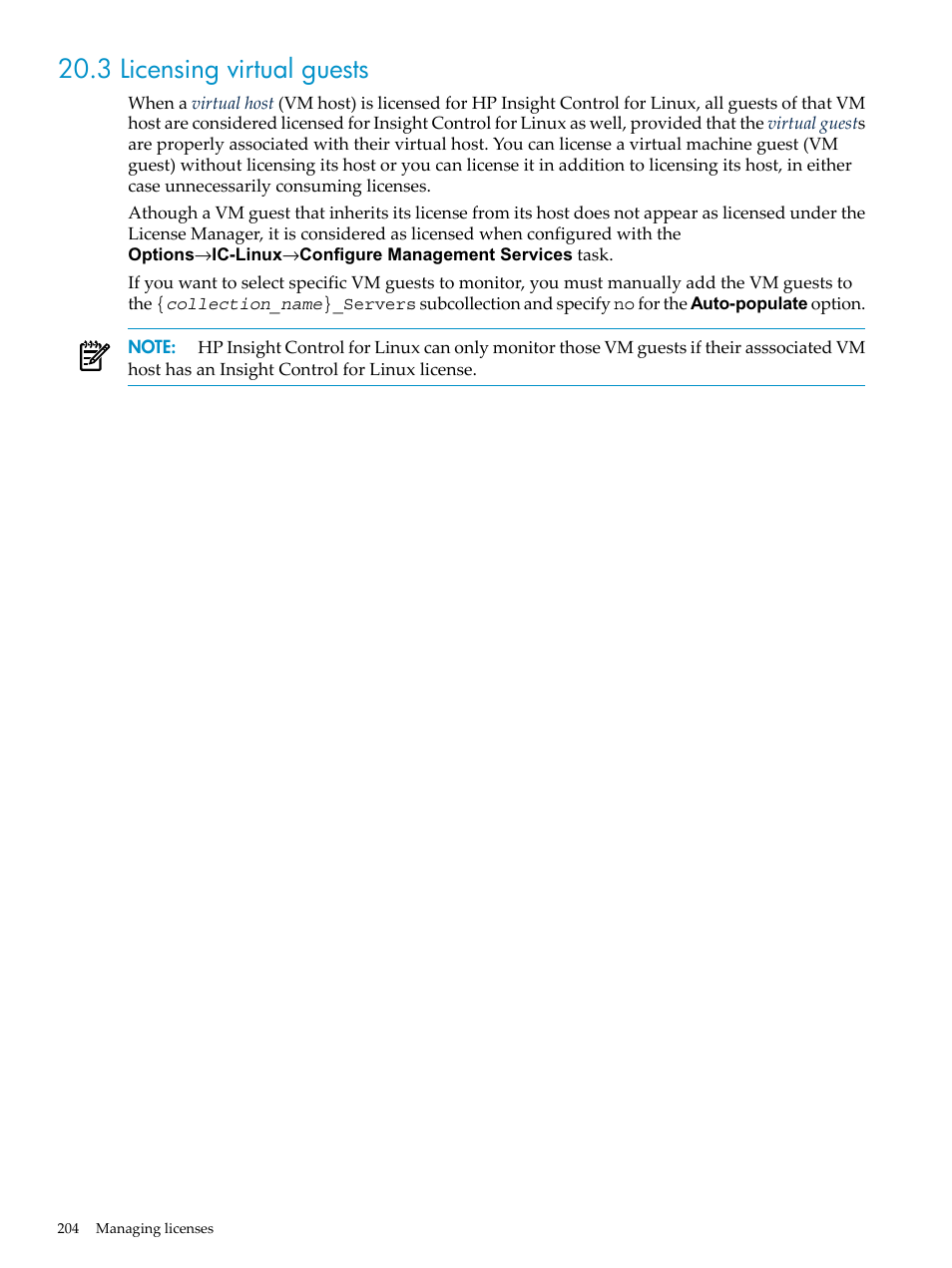 3 licensing virtual guests | HP Insight Control Software for Linux User Manual | Page 204 / 278