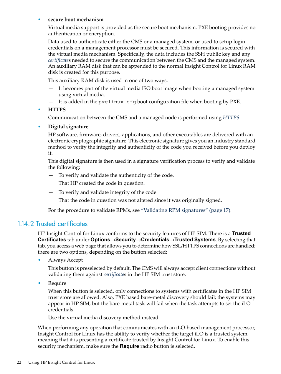 2 trusted certificates | HP Insight Control Software for Linux User Manual | Page 22 / 278