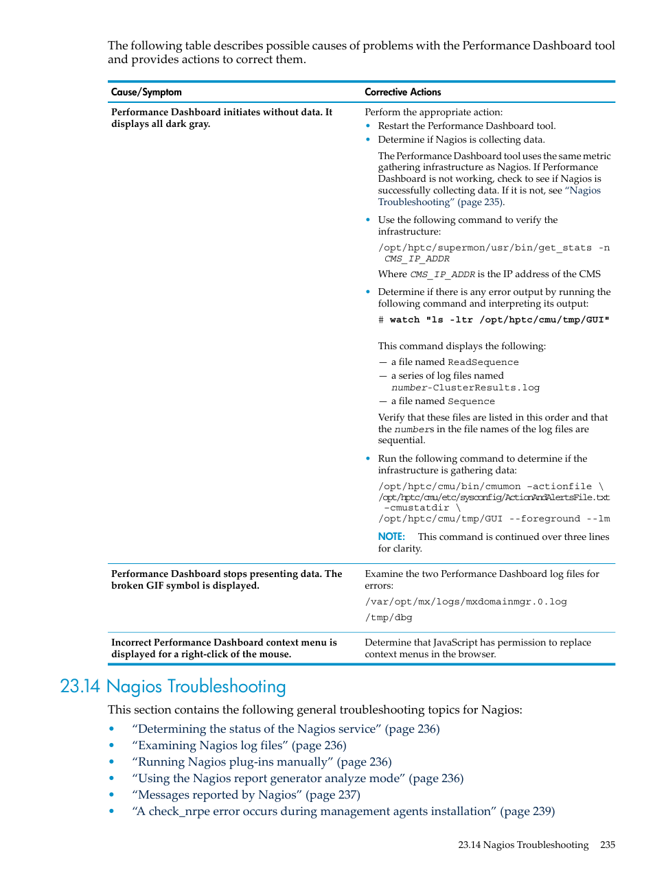 14 nagios troubleshooting | HP Insight Control Software for Linux User Manual | Page 235 / 278