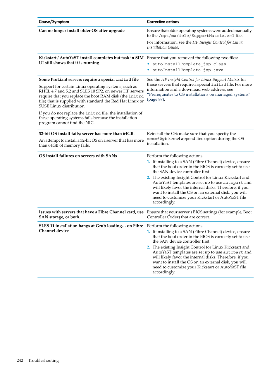 HP Insight Control Software for Linux User Manual | Page 242 / 278