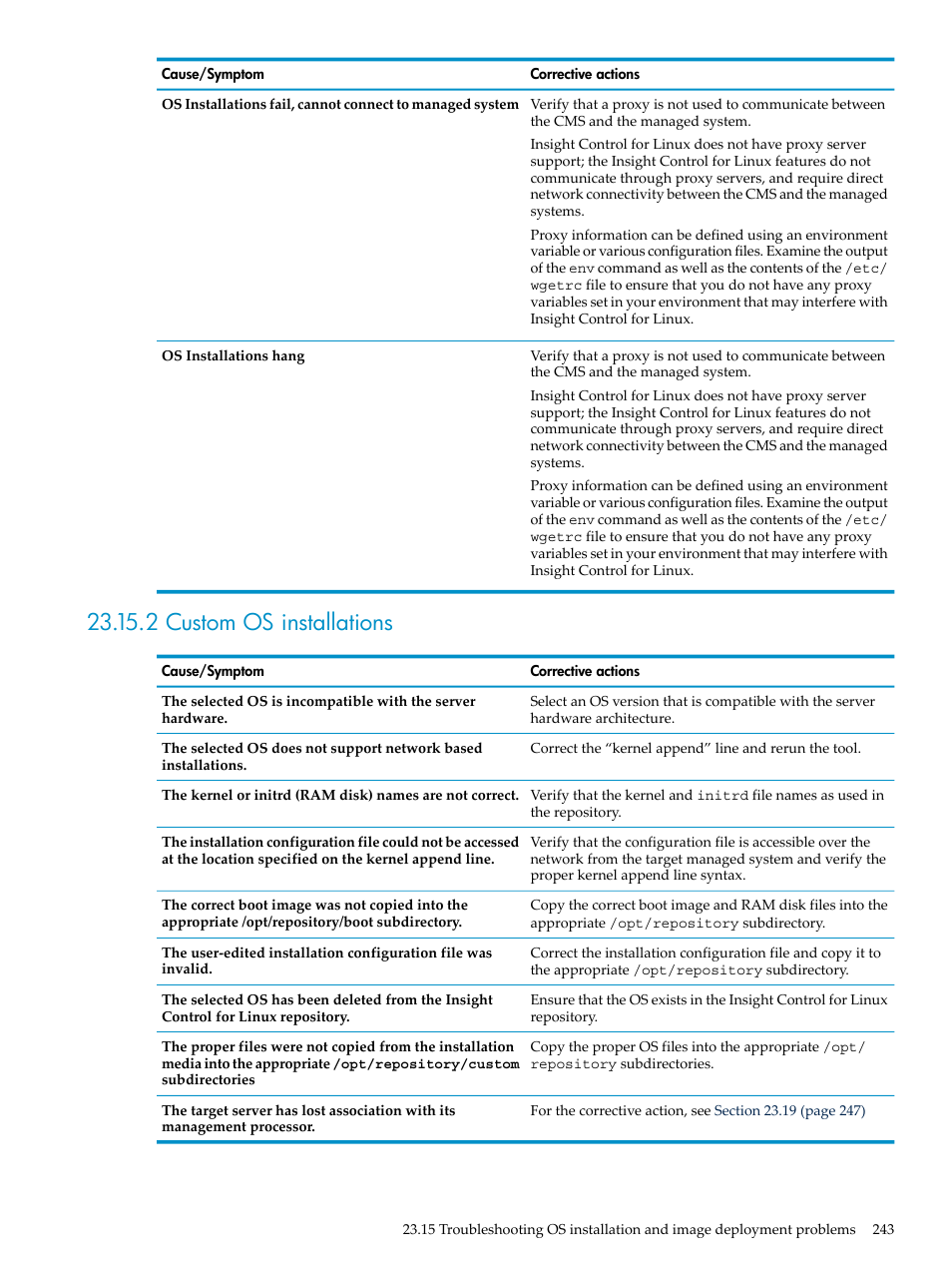 2 custom os installations | HP Insight Control Software for Linux User Manual | Page 243 / 278