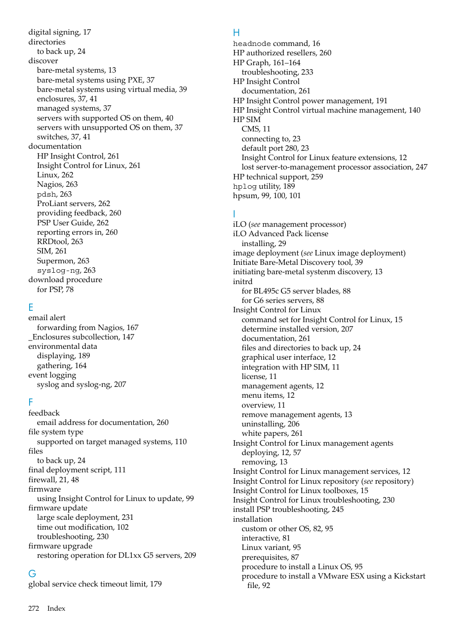 HP Insight Control Software for Linux User Manual | Page 272 / 278