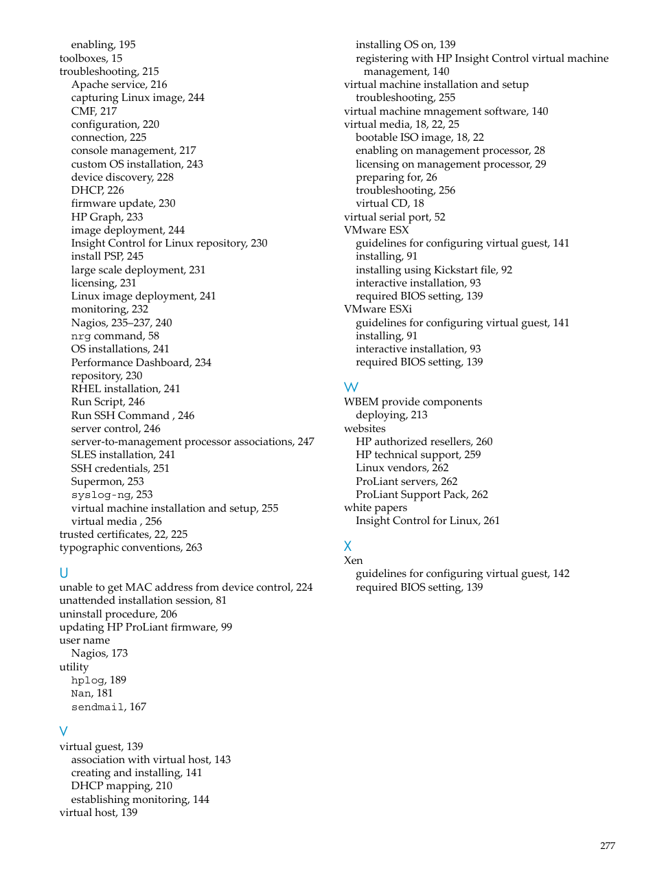 HP Insight Control Software for Linux User Manual | Page 277 / 278