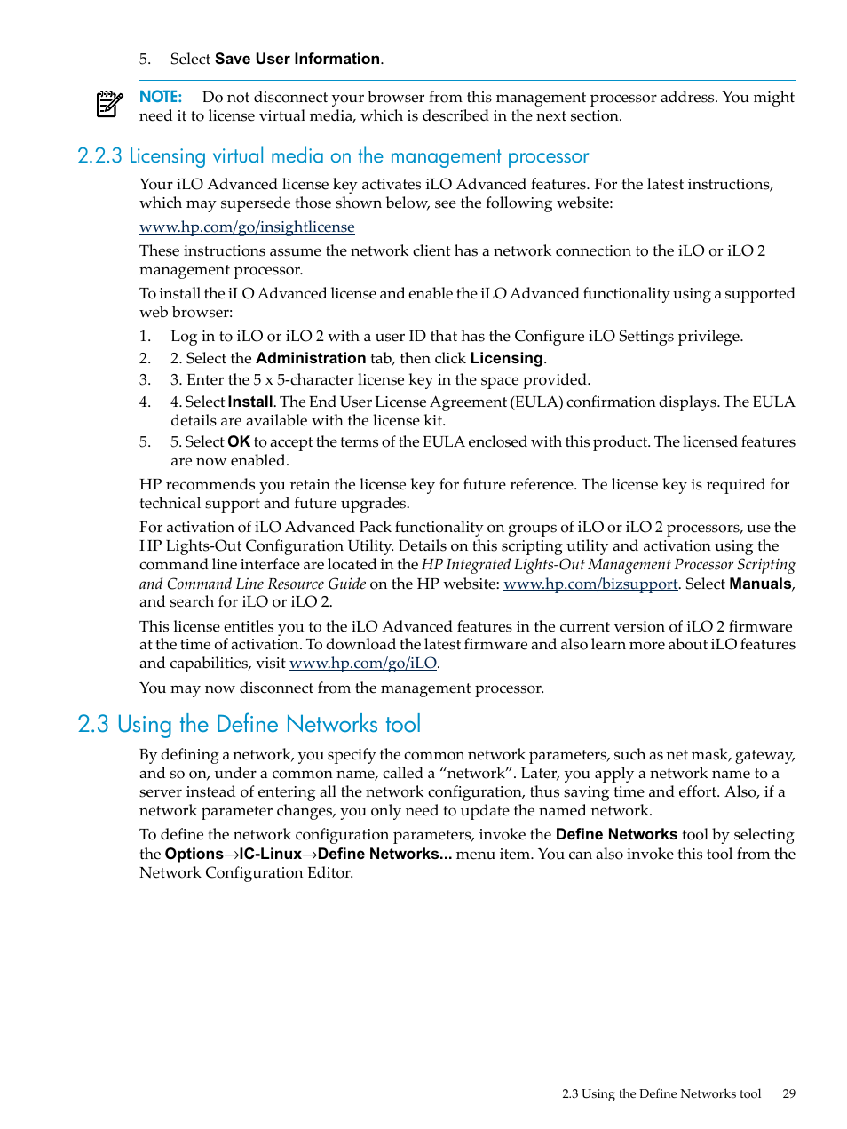 3 using the define networks tool | HP Insight Control Software for Linux User Manual | Page 29 / 278